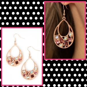 2/$10 Paparazzi Regal Recreation Rose Gold Earrings